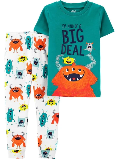 Child of Mine made by Carter's Infant Boys' Cotton  2-piece Pyjama -Monster