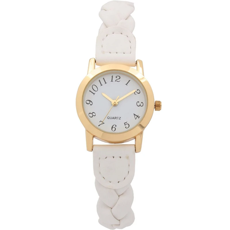 Montre pour femme avec tresse bracelet blanc Montre tendance pour femmes