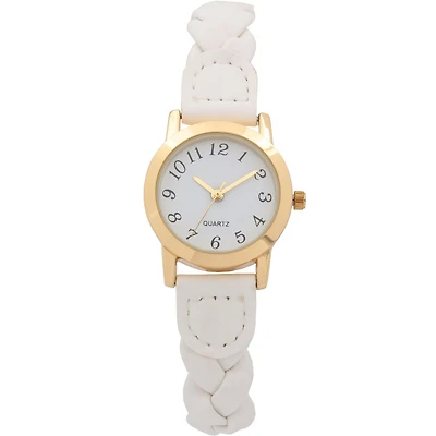 Ladies White braided Strap Watch, Ladies Fashion Watch