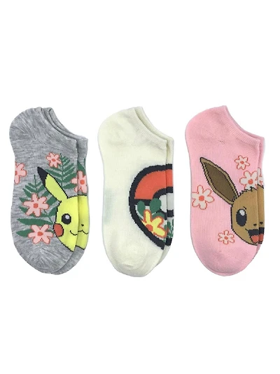 Pokemon Women's No-Show Socks, 3-Pack, Size 4-10