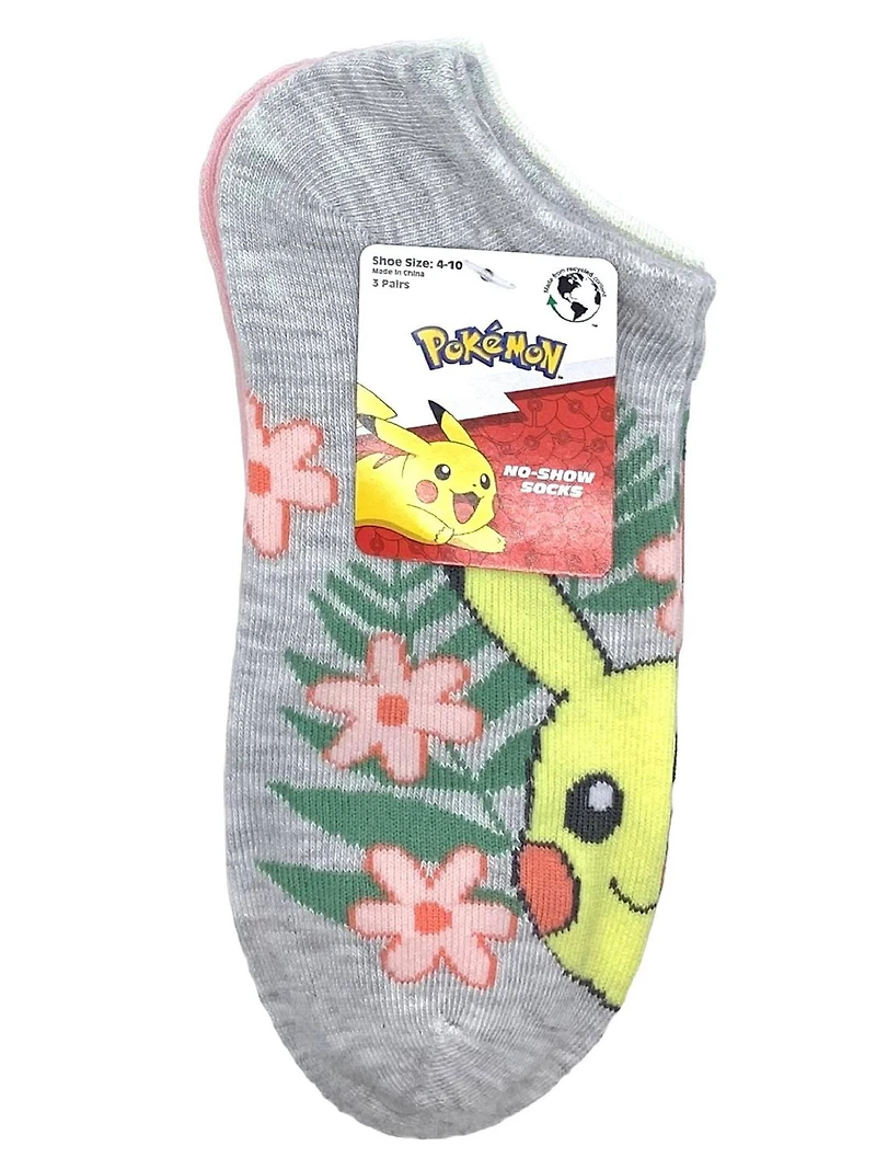 Pokemon Women's No-Show Socks, 3-Pack, Size 4-10