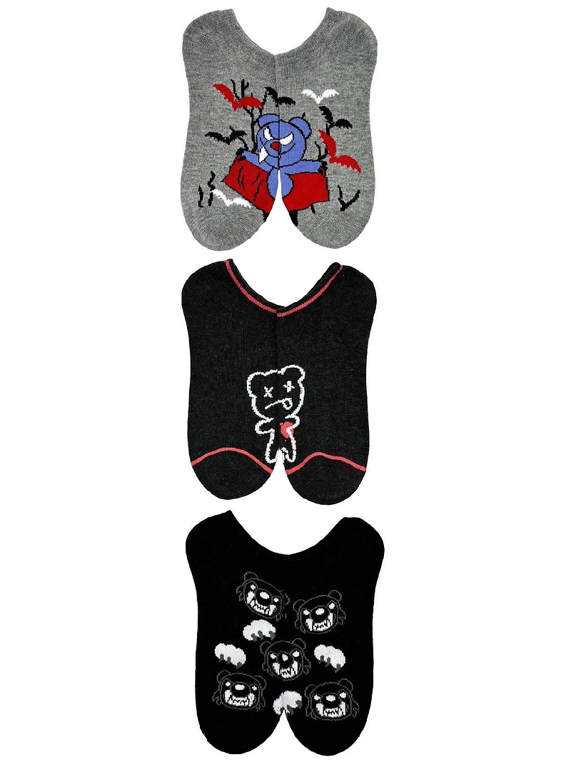 Chaussettes invisibles Deddy Bears pour femmes, paquet de 3, tailles 4-10