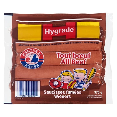 Hygrade All Beef Wieners, 375 g