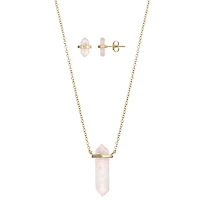 Luxury Designs Rose Quartz Necklace and earring set