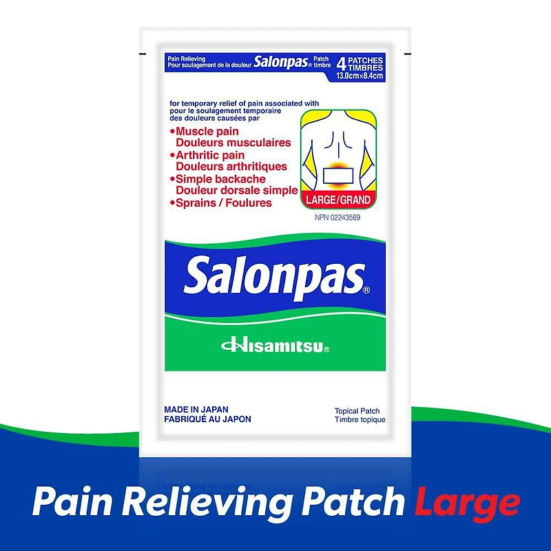 Salonpas Pain Relieving Patch Large, 4 Patches