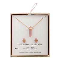 Luxury Designs Rose Quartz Necklace and earring set