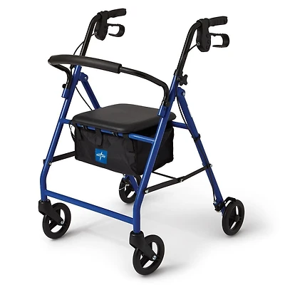 Déambulateur Medline Basic en acier avec roues de 6", bleu