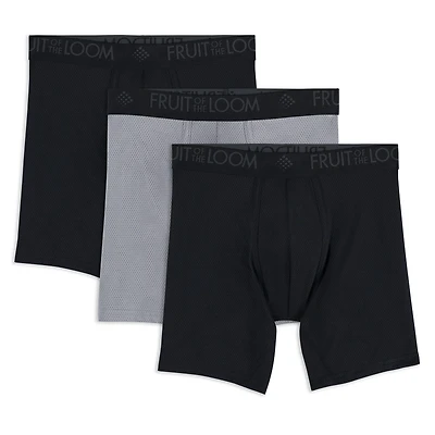 Fruit of the Loom Men's Breathable Micro-Mesh Boxer Brief, 3-Pack, Sizes S-XL