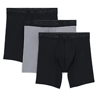 Fruit of the Loom Men's Breathable Micro-Mesh Boxer Brief, 3-Pack, Sizes S-XL