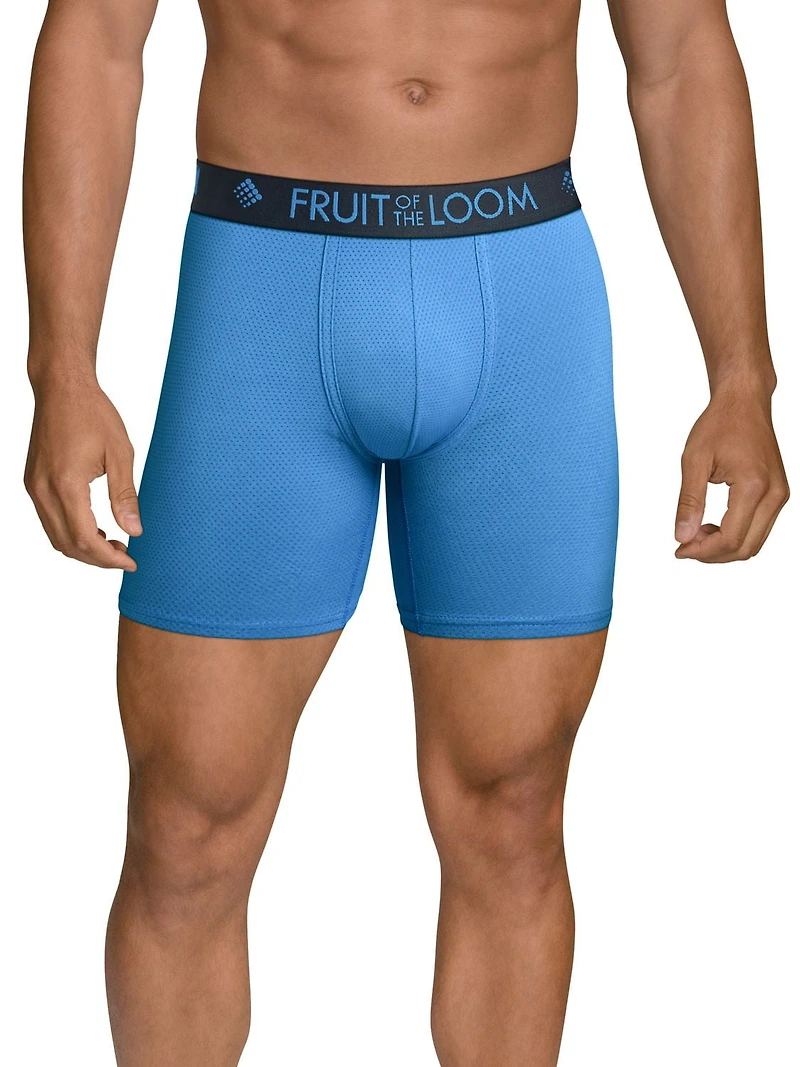 Fruit of the Loom Men's Breathable Micro-Mesh Boxer Brief, 3-Pack, Sizes S-XL