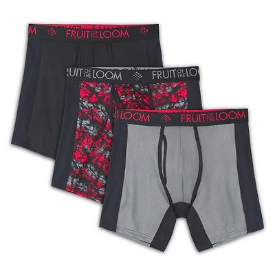 Fruit of the Loom Men's Breathable with Ultra Flex Boxer Briefs, 3-Pack