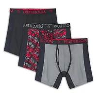 Fruit of the Loom Men's Breathable with Ultra Flex Boxer Briefs, 3-Pack