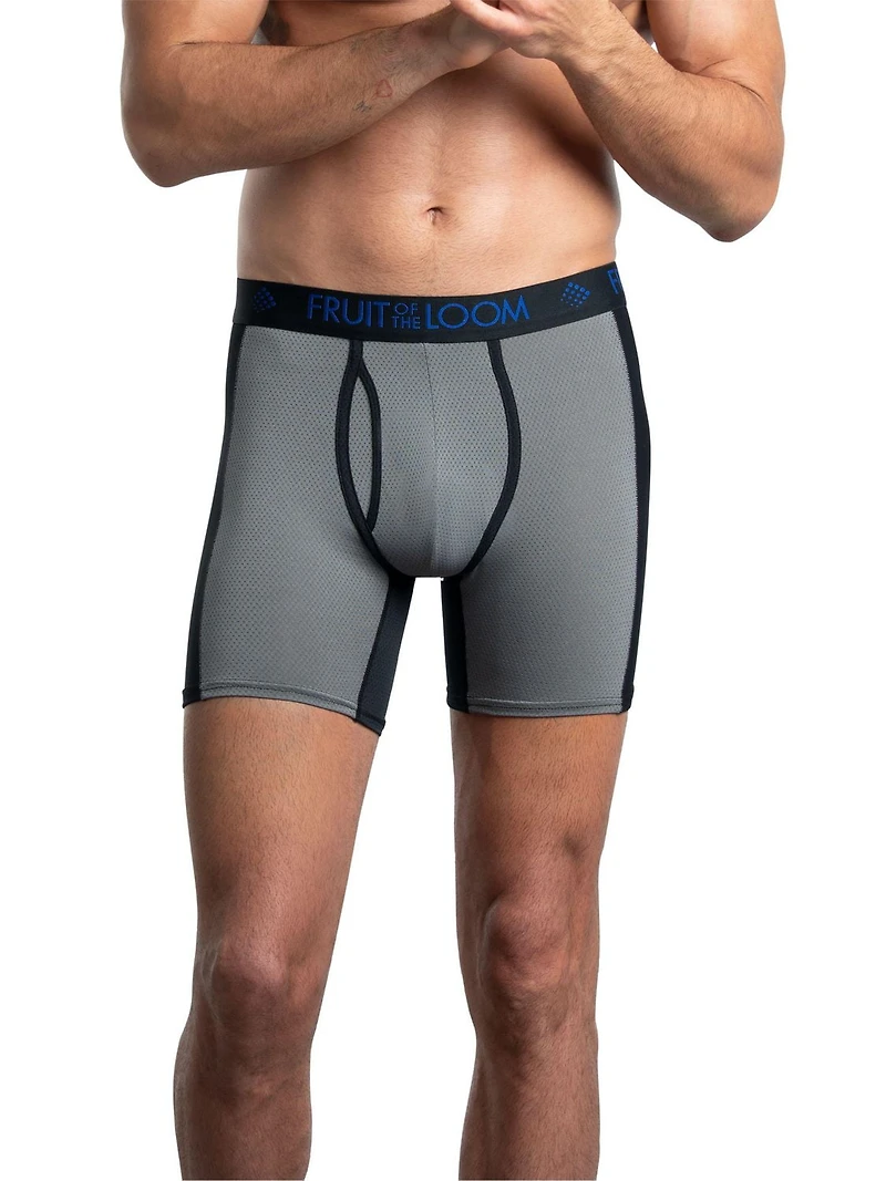 Fruit of the Loom Men's Breathable with Ultra Flex Boxer Briefs, 3-Pack