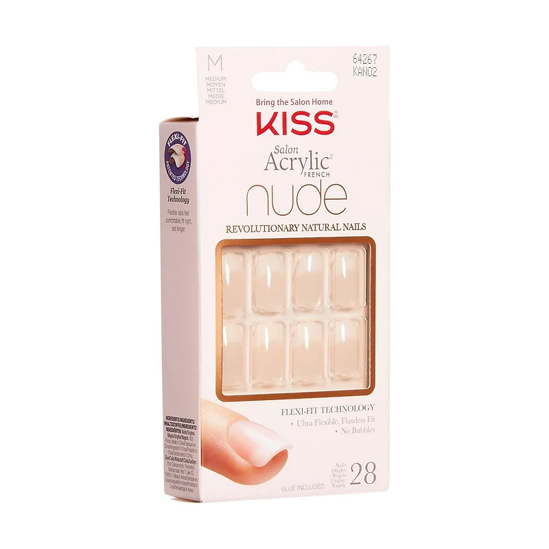Kiss Salon Acrylique - Nude à couper le souffle français - faux ongles, 28 comptes, court French manucure,faire chez soi