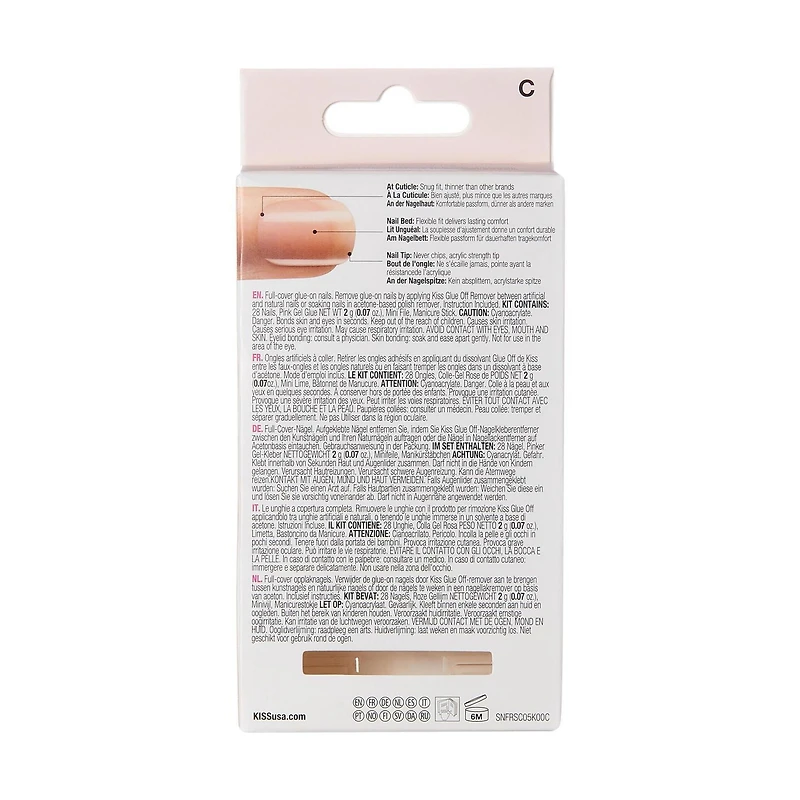 Kiss Salon Acrylique - Nude à couper le souffle français - faux ongles, 28 comptes, court French manucure,faire chez soi