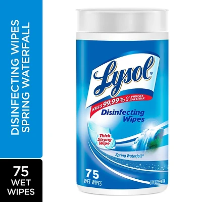 LYSOL, lingettes désinfectantes, Chute d’eau printanière, 75 unités 75CT