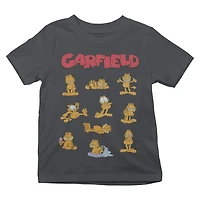 Garfield Boy's basic tee shirt. This boys crew neck tee shirt has short sleeves and a trendy print and