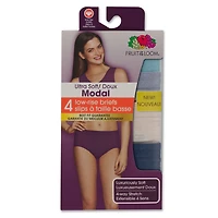 Fruit of the Loom Women's Ultra Soft Modal Low-rise Brief, 4-Pack, Sizes: 9-13