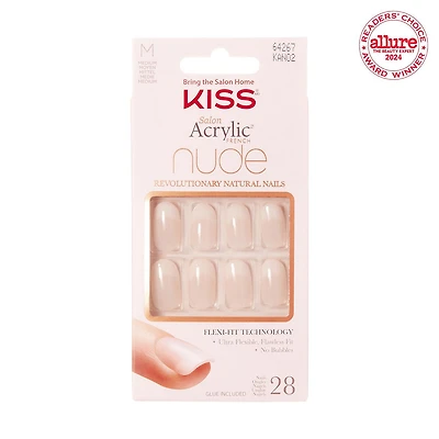 Kiss Salon Acrylique - Nude à couper le souffle français - faux ongles, 28 comptes, court French manucure,faire chez soi