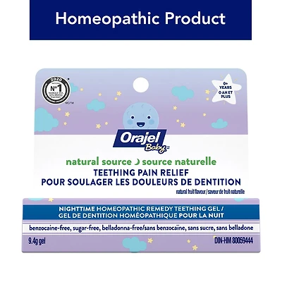 Baby OrajelTM Nighttime Formula Natural Source Teething Gel, 9.4g, Natural fruit flavour