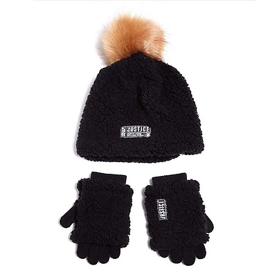 Ensemble 2 pièces de chapeau en sherpa de marque Justice™ avec gants assortis