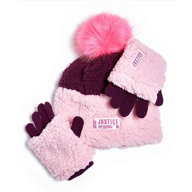 Justice™ Brand Sherpa Hat with Matching Gloves 2 Piece Set