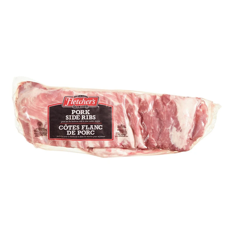 Fletchers Fresh Pork Split Side Ribs, Side Ribs, Split, cryovac, 1.85 - 2.04 KG