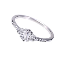 Luxury Designs Sterling Silver 3 Emerald Cut Cubic Zirconia ring