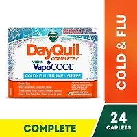 Vicks DayQuil COMPLETE + VapoCOOL rhume/grippe, jour sans somnolence : toux, fièvre, mal de gorge, congestion des sinus/bronchique, douleur sinus