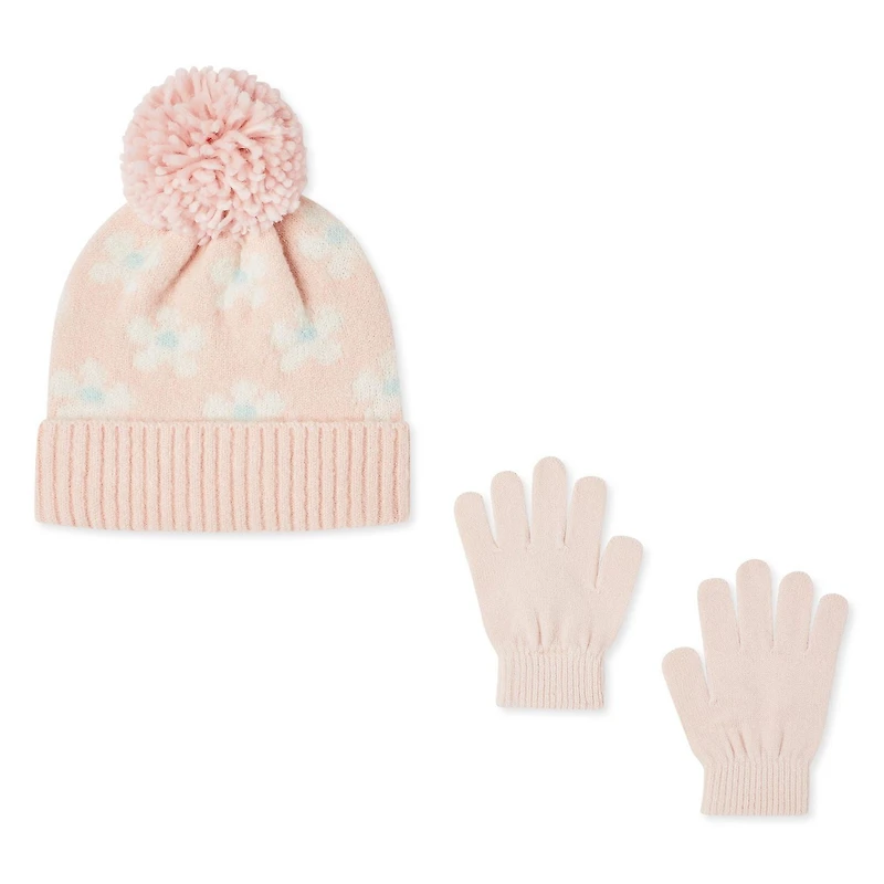 Ensemble 2 pièces avec tuque et gants en tricot jacquard George pour filles