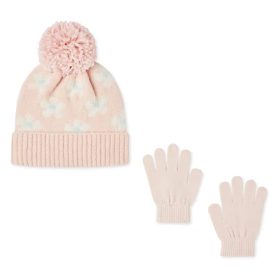 Ensemble 2 pièces avec tuque et gants en tricot jacquard George pour filles