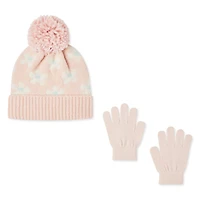 Ensemble 2 pièces avec tuque et gants en tricot jacquard George pour filles