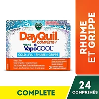 Vicks DayQuil COMPLETE + VapoCOOL rhume/grippe, jour sans somnolence : toux, fièvre, mal de gorge, congestion des sinus/bronchique, douleur sinus