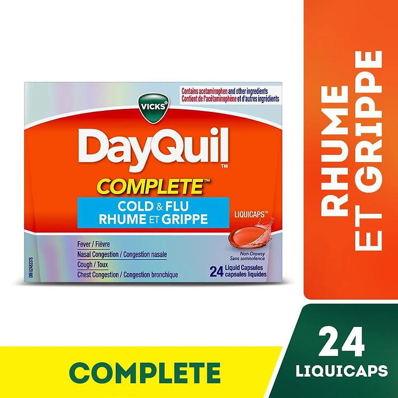 Médicament DayQuil COMPLETE contre le rhume et la grippe