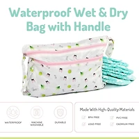 Melii Waterproof Wet & Dry Bag with Handle, for Wet Bathing Suits, Diapers and Potty Training and Dishes, 14x11