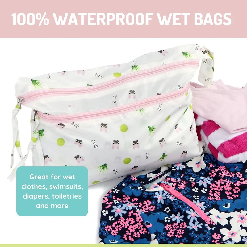 Melii Waterproof Wet & Dry Bag with Handle, for Wet Bathing Suits, Diapers and Potty Training and Dishes, 14x11