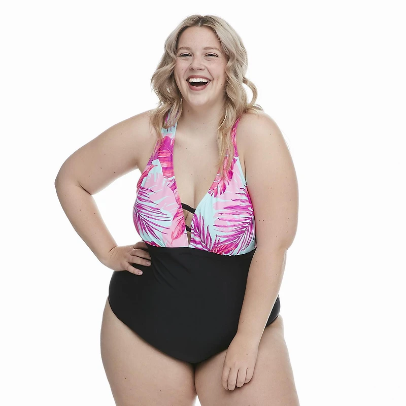 George Plus Women's Ladder V-Neckline 1-Piece Swimsuit