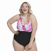 George Plus Women's Ladder V-Neckline 1-Piece Swimsuit