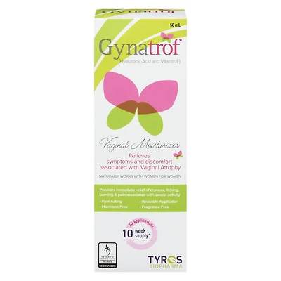 Gynatrof Natural Vaginal Moisturizer | Hyaluronic Acid & Vitamin E | Eliminates Vaginal Dryness | Fast Acting, Hormone Free & Fragrance Free