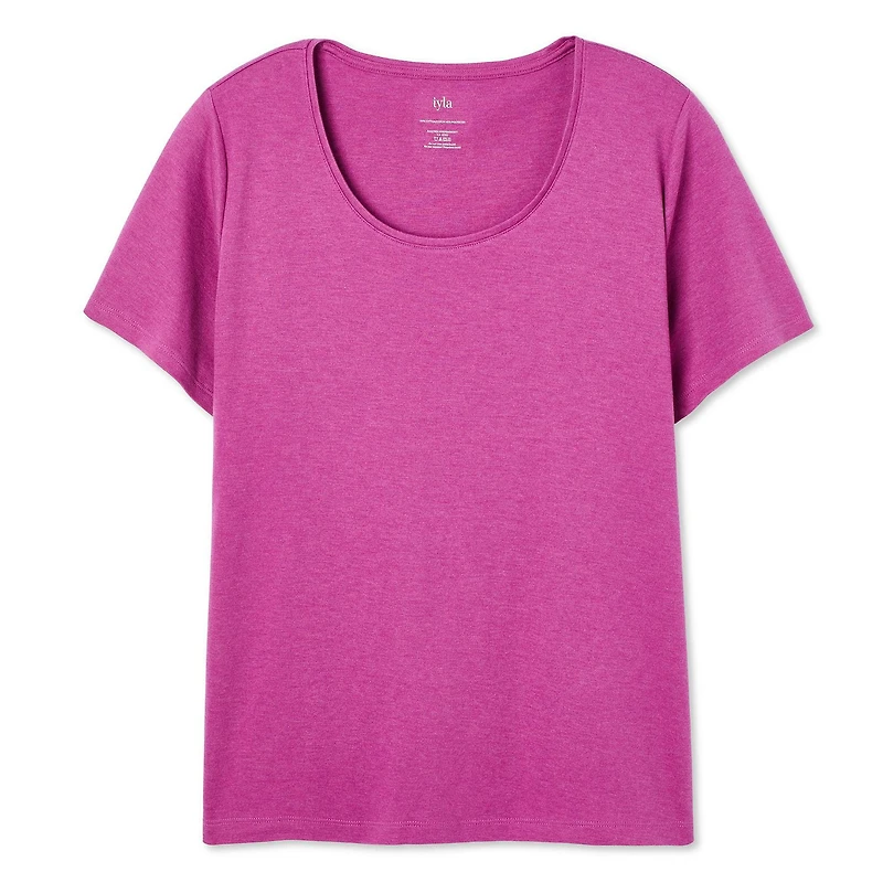 T-shirt à encolure ras du cou en tricot interlock Iyla plus pour femmes