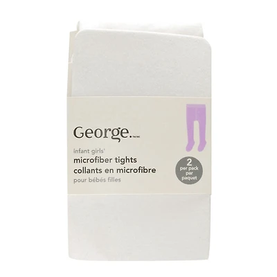 George Infant Microfibre Tight 2pk, • 0-12 months, Shoe size 0-3  <br>• 12-24 months, Shoe size 2-5<br>• 24-36 months, Shoe size 5-8