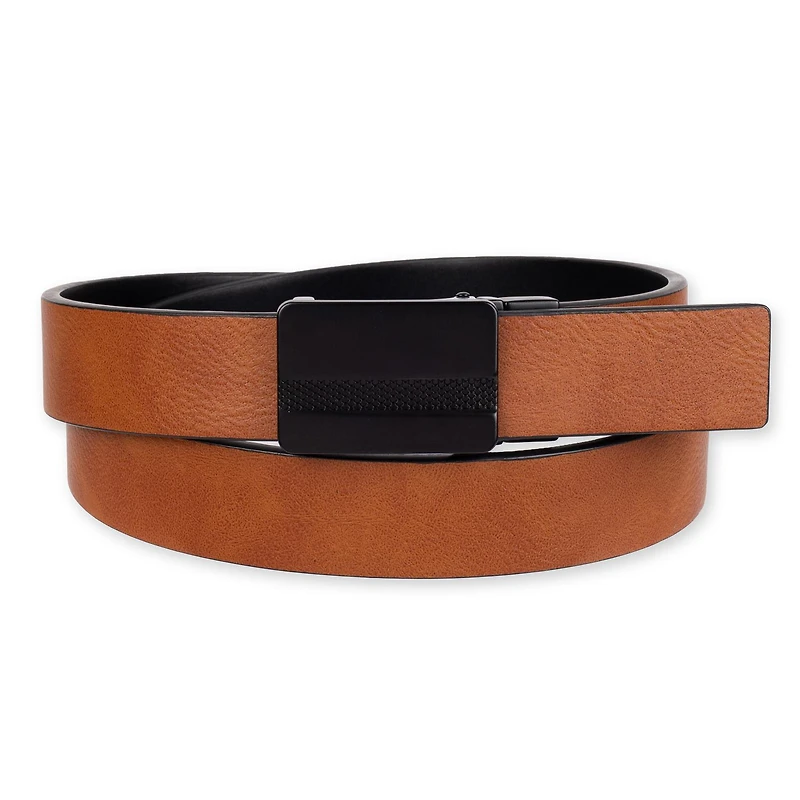 Tailored Flex by Haggar Men's Two-In-One Reversible Textured Plaque Buckle Belt, Sizes S-XL