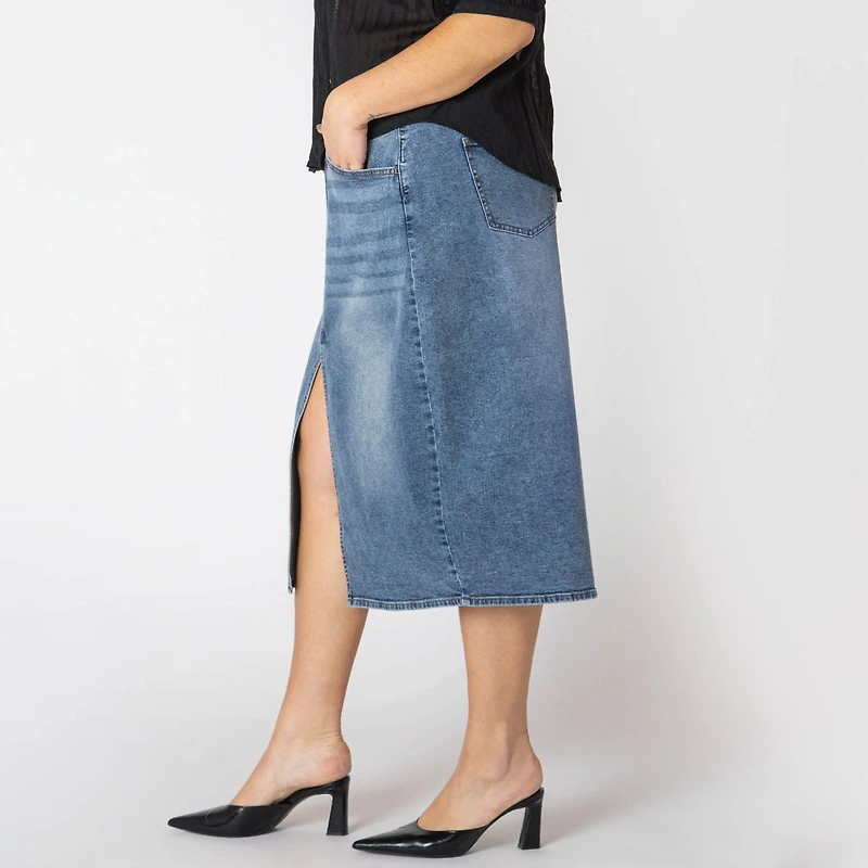 Devoted Taille Plus Femme jupe midi en denim