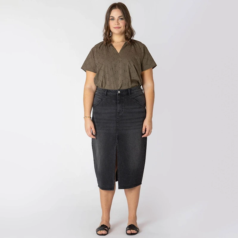Devoted Taille Plus Femme jupe midi en denim