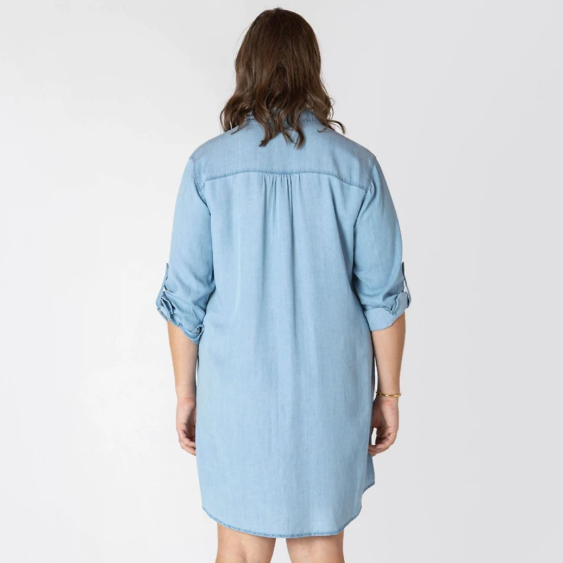 Devoted Taille Plus Femme robe midi à col décontracté