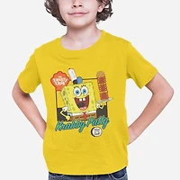 Sponge Bob Boy's basic tee shirt. This boys crew neck tee shirt has short sleeves and a trendy print and