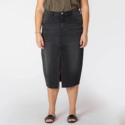 Devoted Women’s Plus size midi denim skirt