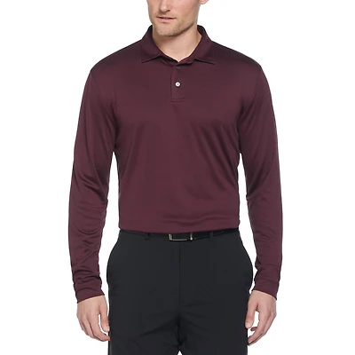 Ben Hogan Men's Mini Jacquard Long Sleeve Golf Polo Shirt