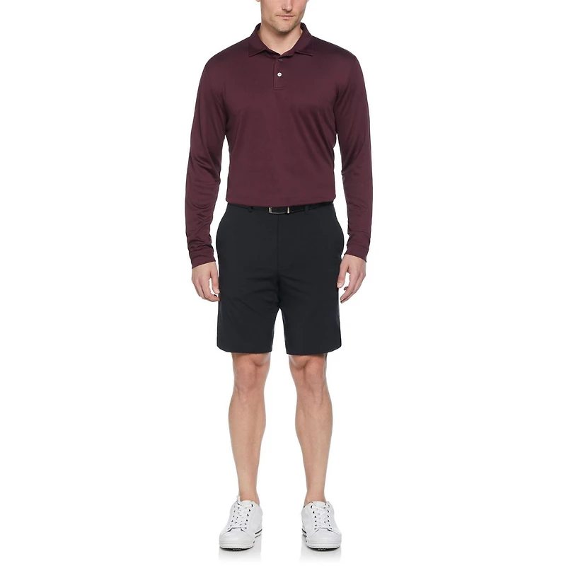 Ben Hogan Men's Mini Jacquard Long Sleeve Golf Polo Shirt