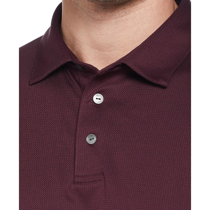 Ben Hogan Men's Mini Jacquard Long Sleeve Golf Polo Shirt